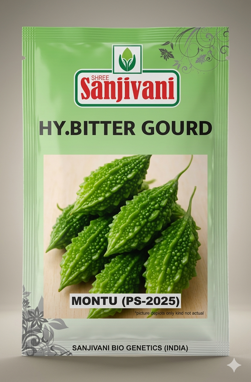 Montu (PS-2025) Hybrid Bitter Gourd Seeds | 25 Gm Pack